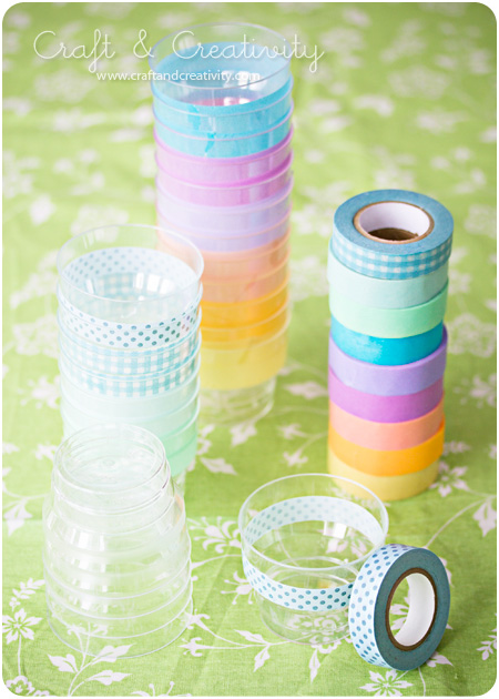 washi tape tuned plastic cups